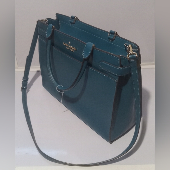 KATE SPADE STACI‎ MEDIUM SATCHEL DARK PEACOCK - Picture 4 of 9